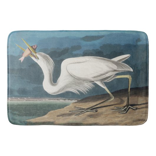 Great White Heron Audubon Bird Wildlife Painting Badematte (Vorderseite)