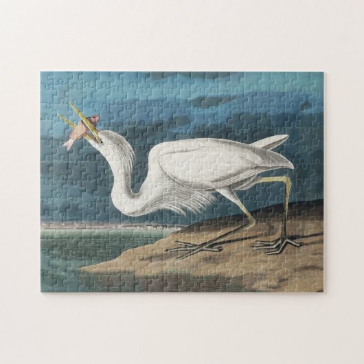 Great White Heron Audubon Bird Wildlife Painting Puzzle (Horizontal)