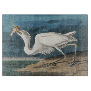 Great White Heron Audubon Bird Wildlife Painting Schneidebrett
