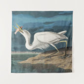 Great White Heron Audubon Bird Wildlife Painting Wandteppich (Vorderseite)