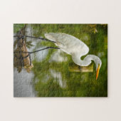 Great White Heron on a Log Animal Fotografy Puzzle (Horizontal)