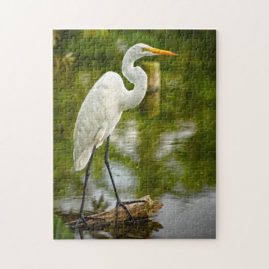 Great White Heron on a Log Animal Fotografy Puzzle (Vertikal)