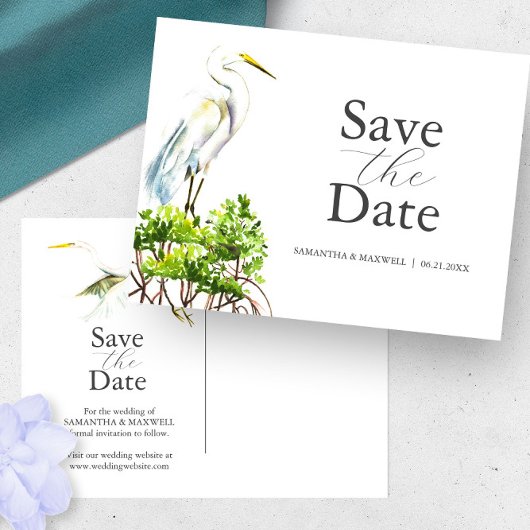 Great White Heron Save the Date Postkarte