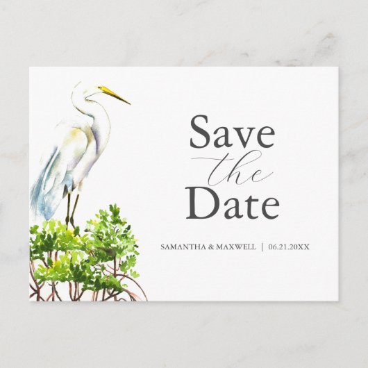 Great White Heron Save the Date Postkarte (Vorderseite)