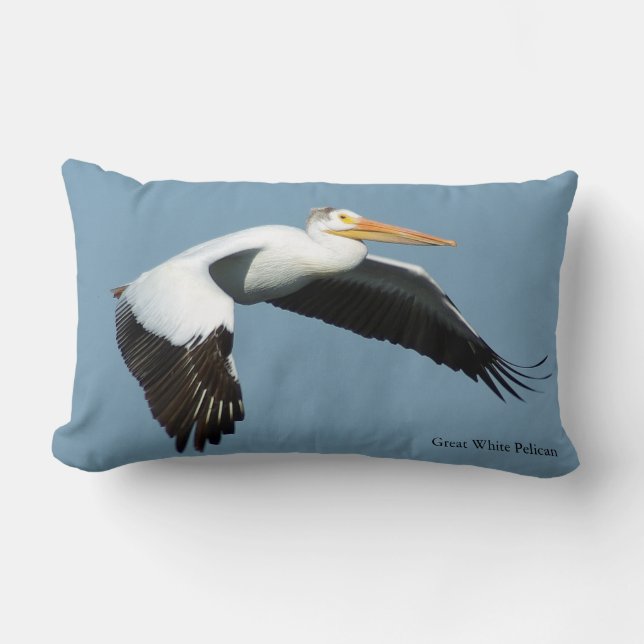 Great White Pelican Lumbar Kissen (Vorderseite)