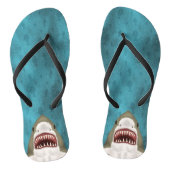 Great White Shark Attack Funny Fish Head Ocean Badesandalen (Fußbett)