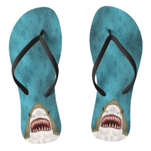 Great White Shark Attack Funny Fish Head Ocean Badesandalen