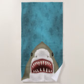 Great White Shark Attack Funny Fish Head Ocean Strandtuch (Vorderseite)