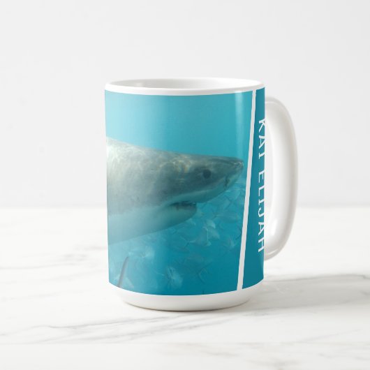 Great White Shark Australia Custom Large Kaffeetasse (VorderseiteRechts)