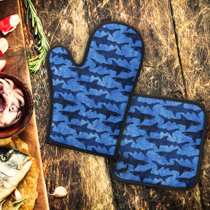 Great White Shark Beach House Seafood GRILLEN Ofenhandschuh & Topflappen-Set