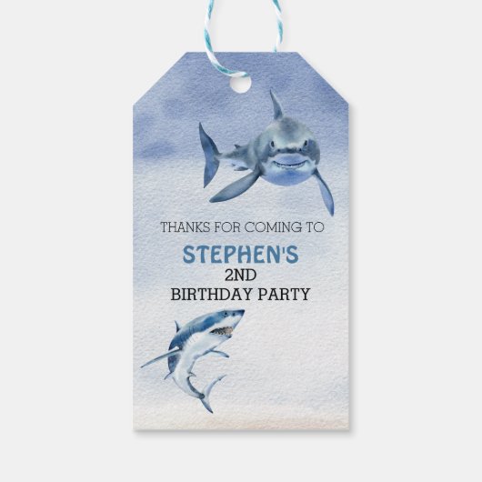 Great White Shark Birthday Gefallen Vielen Dank Geschenkanhänger (Rückseite)