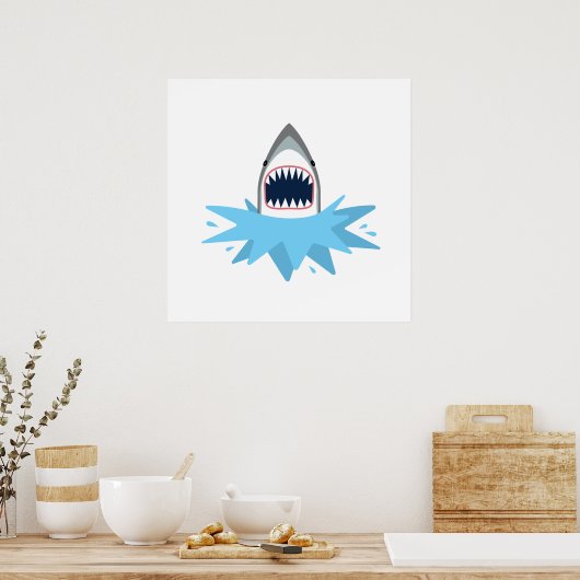 Great White Shark Cartoon Poster (Küche)