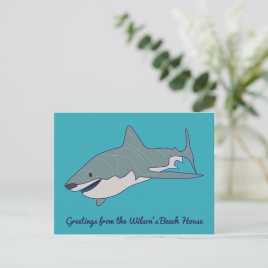 Great White Shark Custom Message Postkarte (Stehend Vorderseite)
