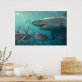 Great White Shark & Fish Underwater Landschaft Poster (Küche)