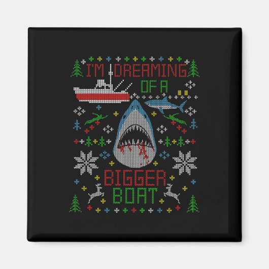 Great White Shark Fishing Ugg Christmas Sweater P Magnet (Vorne)