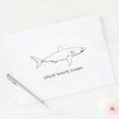 Great White Shark (Line Art) Ovaler Aufkleber (Umschlag)