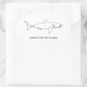 Great White Shark (Line Art) Ovaler Aufkleber (Tasche)