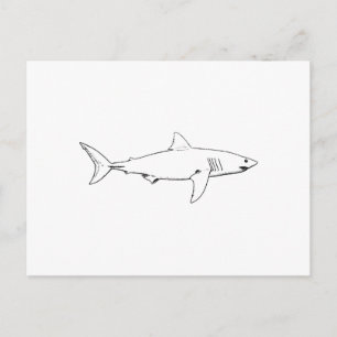 Great White Shark (Line Art) Postkarte
