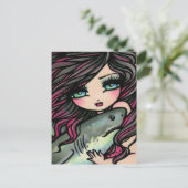 Great White Shark Mermaid Fantasy Art Postkarte (Stehend Vorderseite)