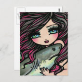 Great White Shark Mermaid Fantasy Art Postkarte (Vorne/Hinten)