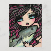 Great White Shark Mermaid Fantasy Art Postkarte (Vorderseite)