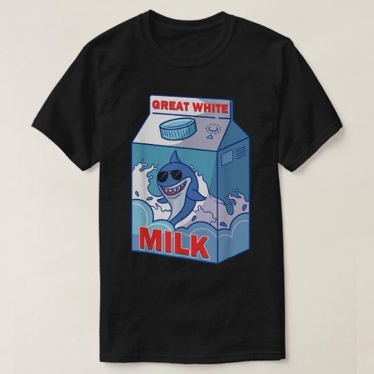 Great White Shark Milk Bo Carton Pack Funny Quirky T-Shirt (Design vorne)