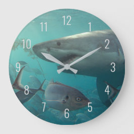 Great White Shark Nah up Underwater Australien Große Wanduhr