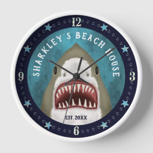 Great White Shark Nautical Custom Beach House Name Uhr
