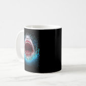 Great White Shark Open Mouth Teeth Beach Ocean Ani Kaffeetasse (Vorderseite Links)