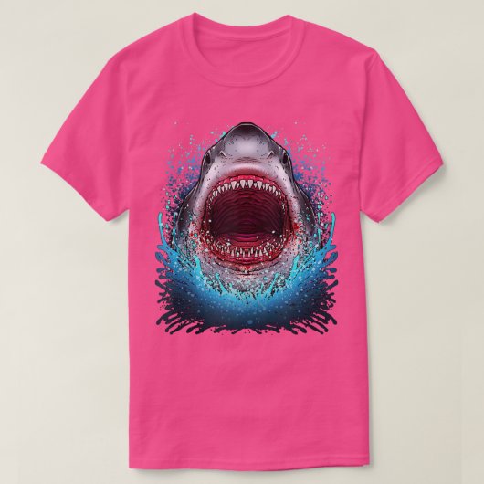Great White Shark Open Mouth Teeth Beach Ocean Ani T-Shirt (Design vorne)