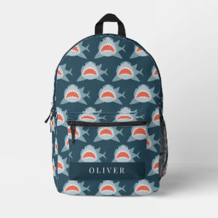 Great White Shark Pattern Navy Blue Boy Bedruckter Rucksack