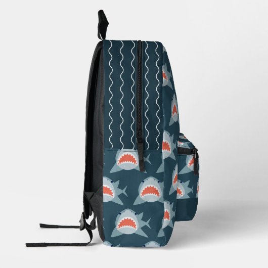 Great White Shark Pattern Navy Blue Boy Bedruckter Rucksack (Links)