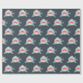 Great White Shark Pattern Navy Blue Geschenkpapier (Flach)