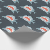 Great White Shark Pattern Navy Blue Geschenkpapier (Ecke)
