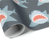 Great White Shark Pattern Navy Blue Geschenkpapier (Rolleneckpunkt)