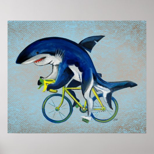 Great White Shark Reiten mit dem Fahrrad Poster (Vorne)