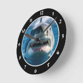 Great White Shark Runde Wanduhr (Winkel)