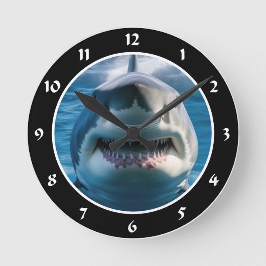 Great White Shark Runde Wanduhr (Vorderseite)