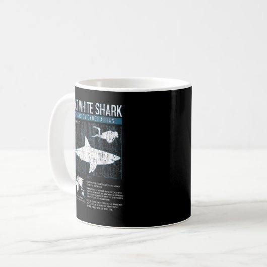 Great White Shark Science Haie Fakten Geek Graph Kaffeetasse (Vorderseite Links)