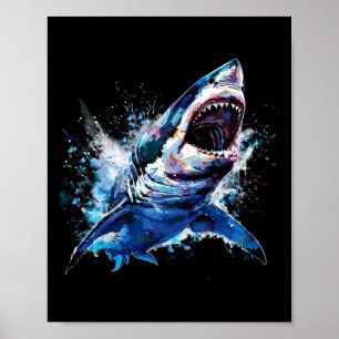 Great White Shark Scuby Diving Fishing Hai Lover Poster