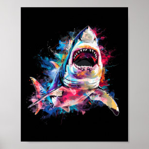 Great White Shark Scuby Diving Fishing Hai Lover Poster