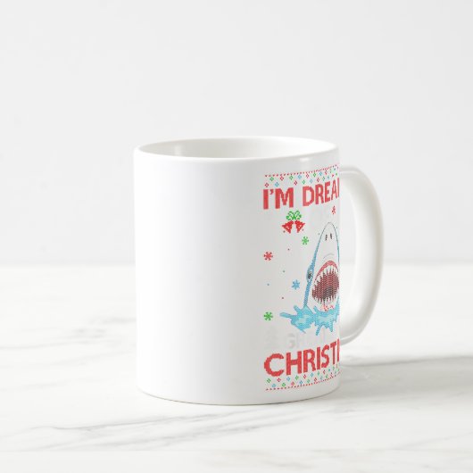 Great White Shark Ugly Xmas Sweater Shark Fishing  Kaffeetasse (VorderseiteRechts)
