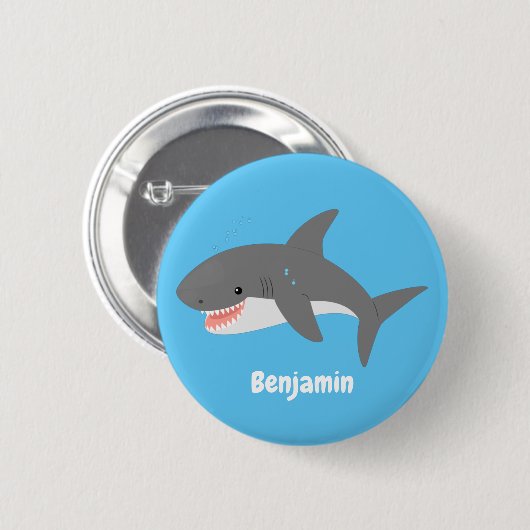 Great white shire Happy Cartoon Illustration Button (Vorne & Hinten)