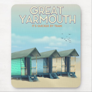Great Yarmouth Beach Hütte Reiseplakat Mousepad