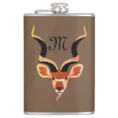 Greater Kudu Antelope Monogram Flachmann (Vorderseite)