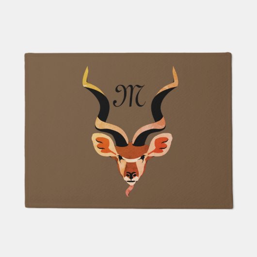 Greater Kudu Antelope Monogram Fußmatte (Vorderseite)