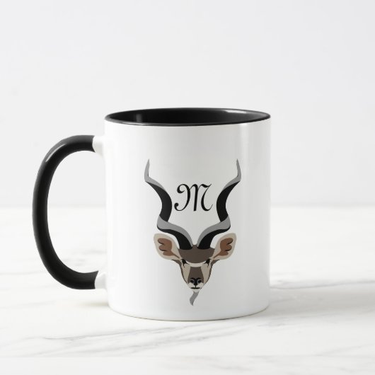 Greater Kudu Antelope Monogram Tasse (Links)