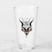 Greater Kudu Head Illustriert Monogram Glas (Rückseite)