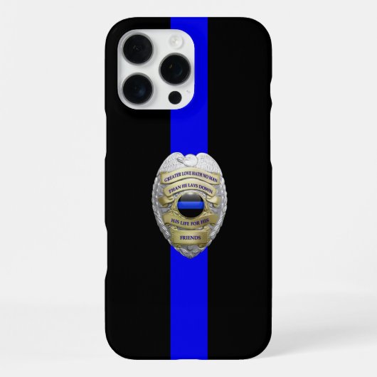 Greater Love Police Badge Thin Blue Line iPhone Hülle (Rückseite)