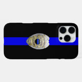 Greater Love Police Badge Thin Blue Line iPhone Hülle (Rückseite (Horizontal))